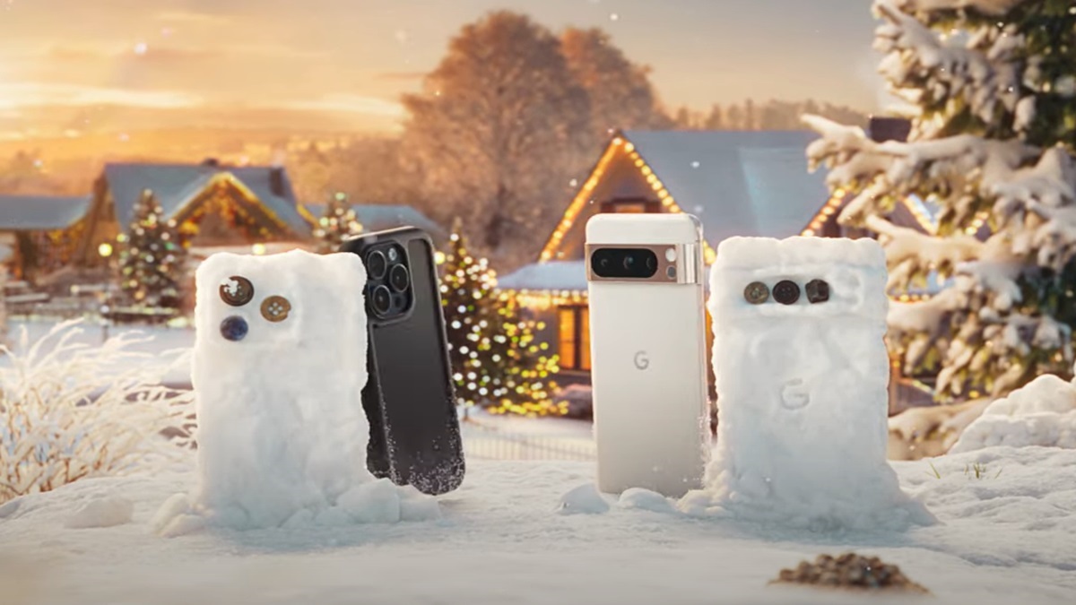 Google’s Pixel 8 Pro mocks iPhone 15 Pro in playful snowy faceoff