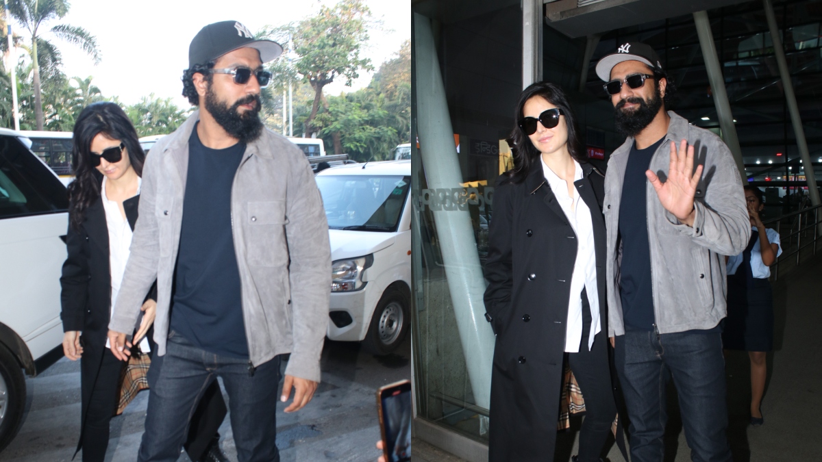 Vicky Kaushal holds Katrina Kaif’s hand tight as they depart for New Year vacay | WATCH