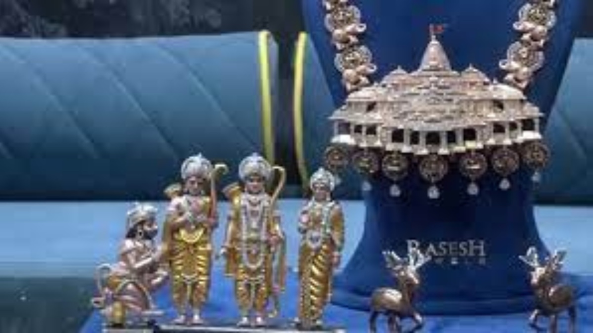 Surat jeweller crafts magnificent Ayodhya Ram Temple-themed necklace with 5000 diamonds | WATCH