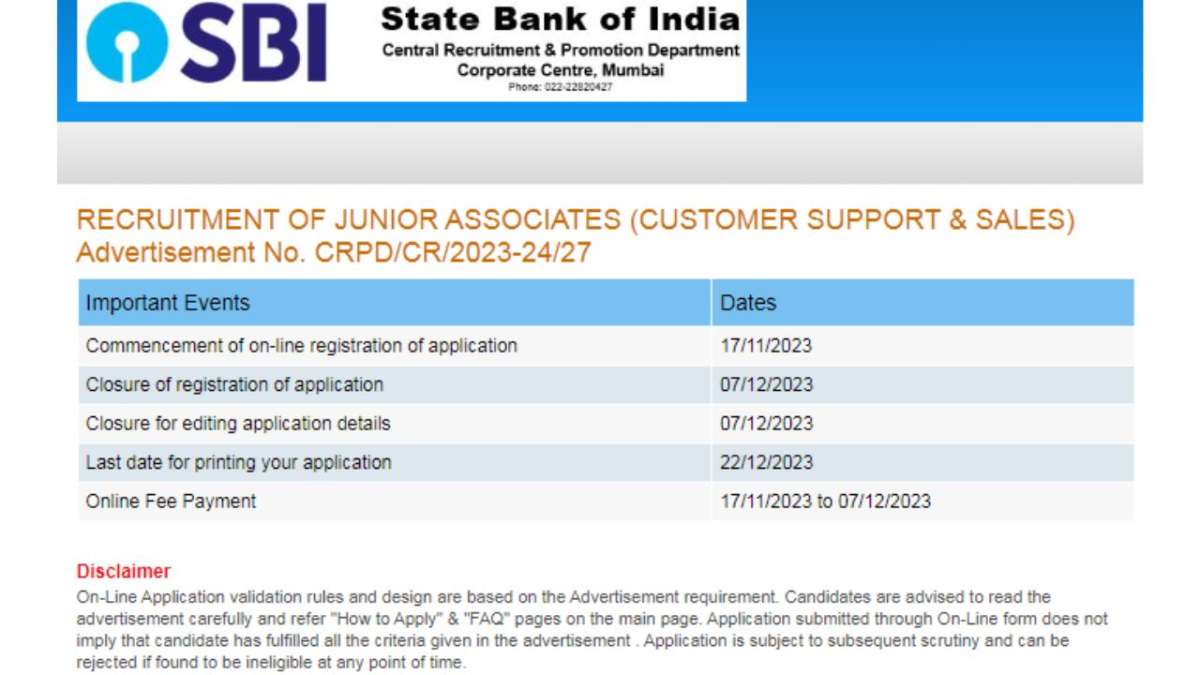 SBI Clerk Recruitment 2023: Last Day Today For 8,283 Vacancies, Apply ...