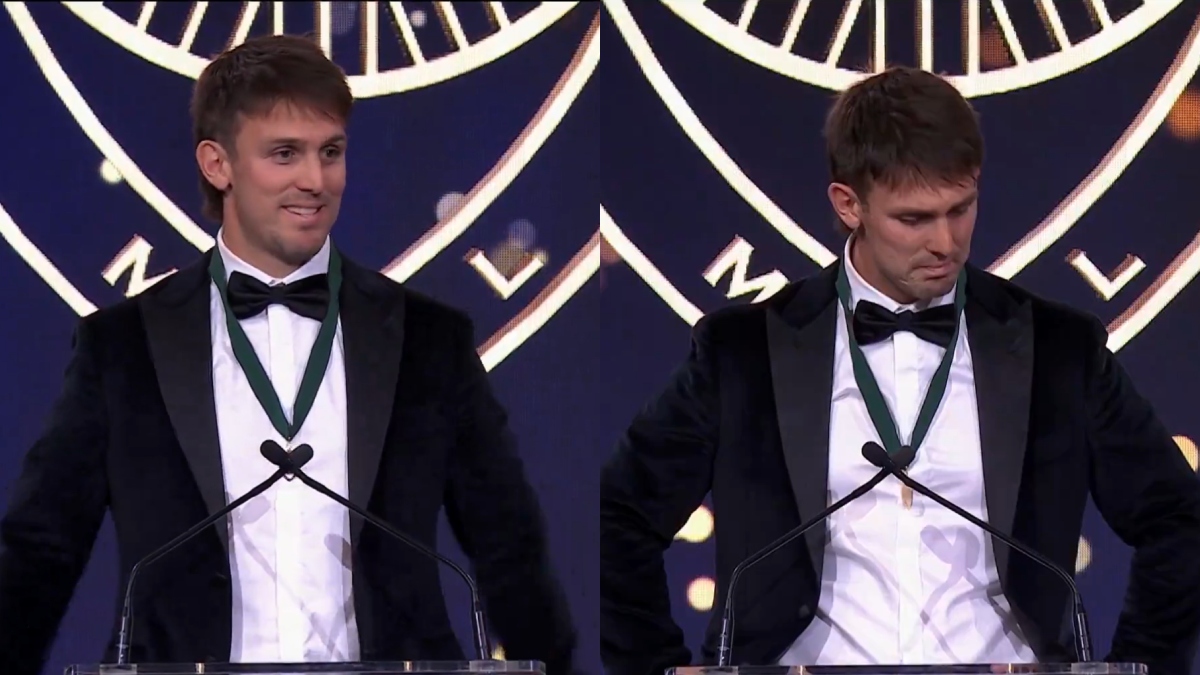 Emotional Mitchell Marsh fights with tears after winning Allan Border Medal | WATCH