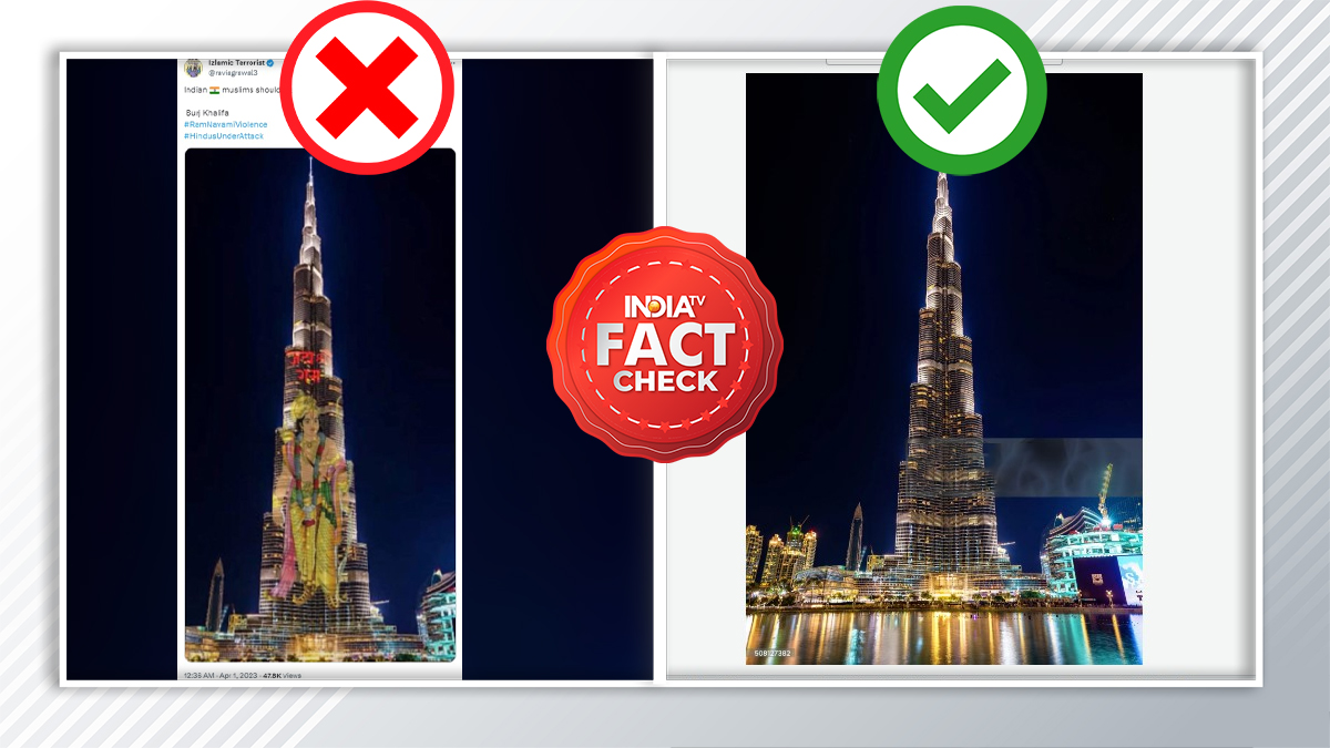 FACT CHECK: Fake image circulates claiming Burj Khalifa lit up for Ram Navami | Here's the truth