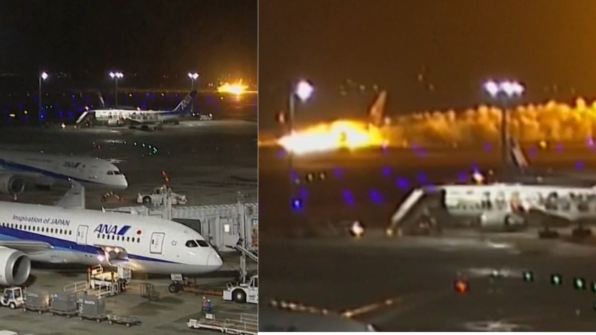 Watch: The moment when Japan Airlines aircraft caught fire at Tokyo's ...