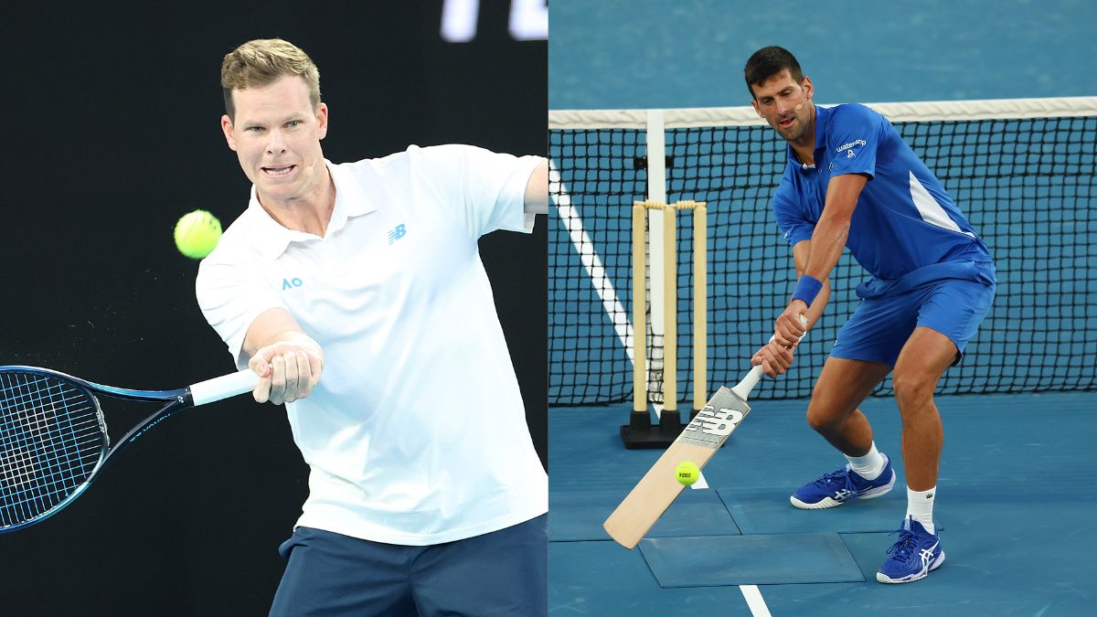 Cricket at Australian Open 2024: Steve Smith, Novak Djokovic turn centre court into cricket pitch