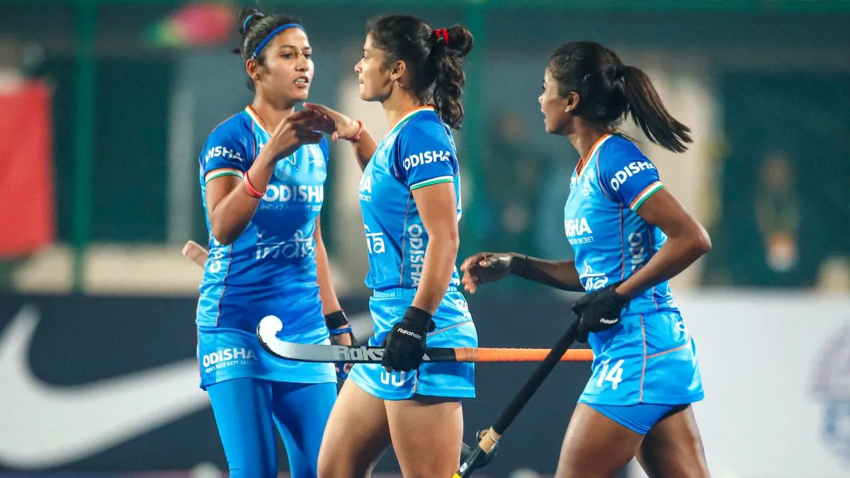 Indian women's hockey team against Italy at Birsa Munda International Hockey Stadium
