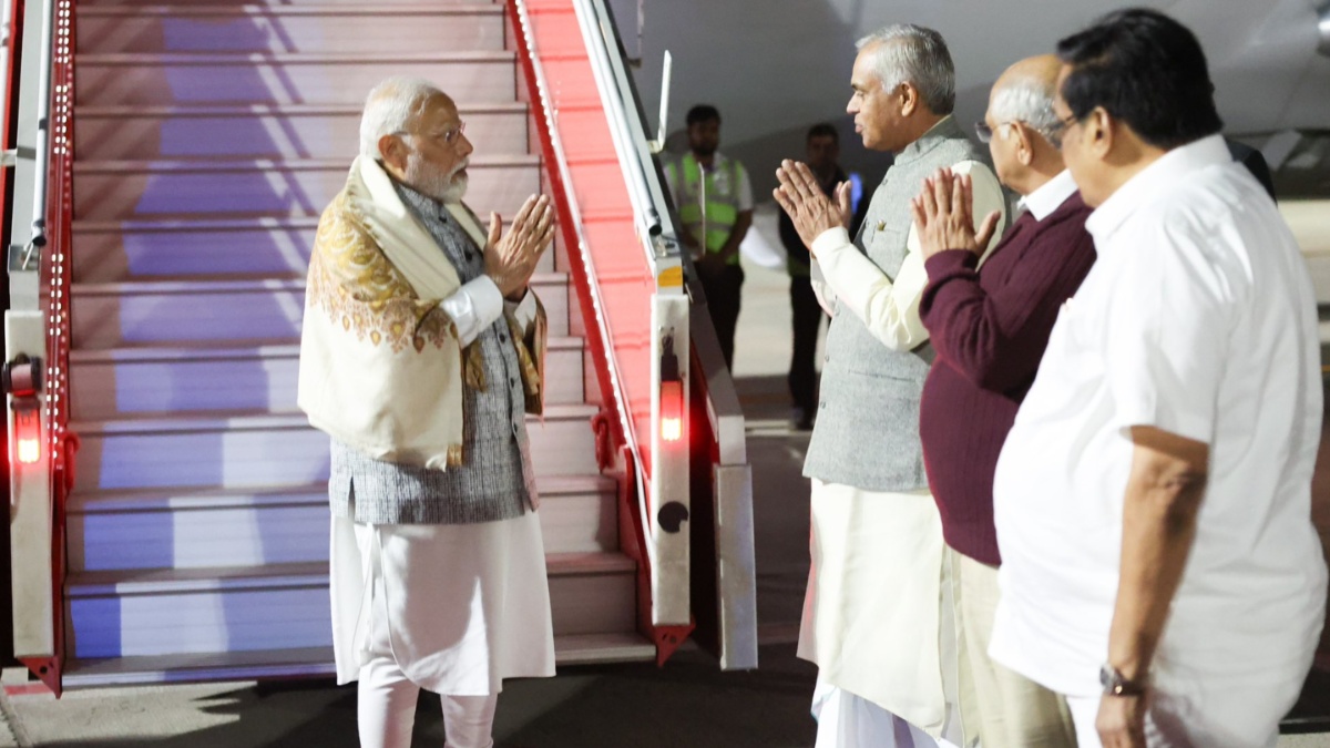 PM Modi arrives in Ahmedabad for Vibrant Gujarat Summit, to meet global CEOs today