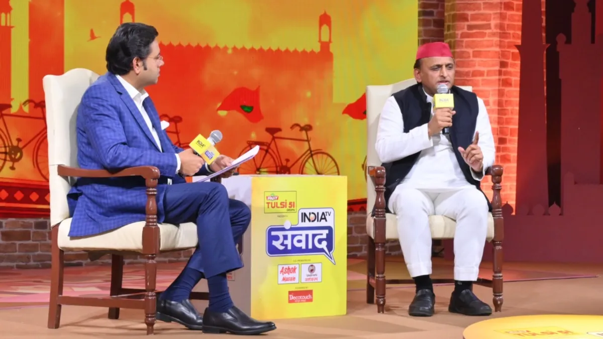 Samajwadi Party chief Akhilesh Yadav during India TV Samvaad.