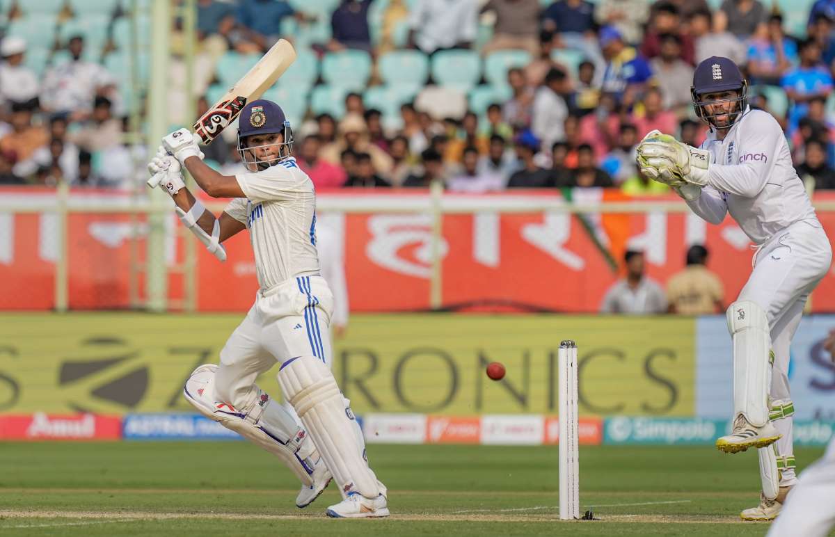 Yashasvi Jaiswal reacts after smashing record 179* on Day 1 of Vizag Test vs England