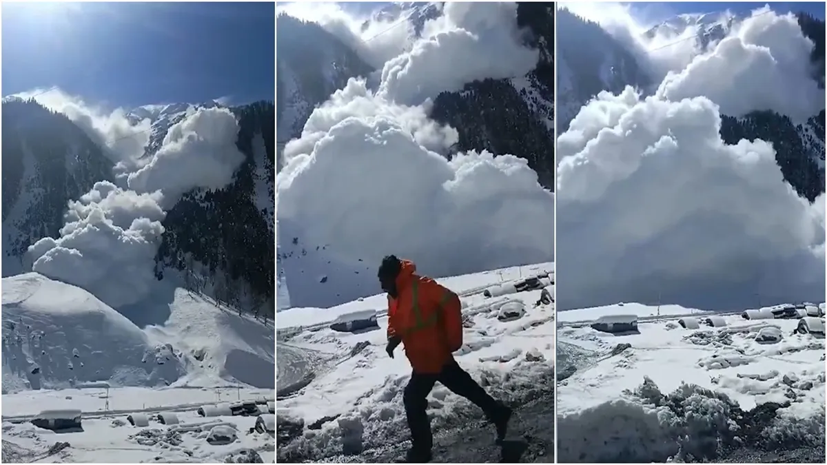 A screengrab of the avalanche's video in Sonmarg. 