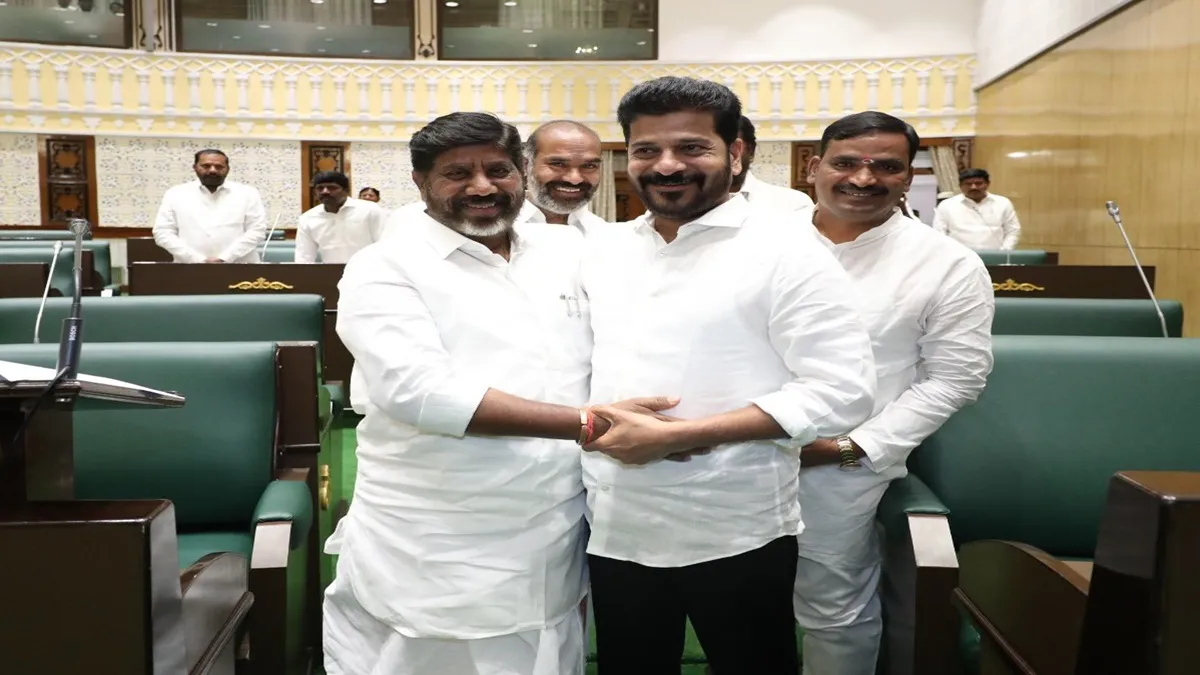 Telangana Deputy Chief Minister Mallu Bhatti Vikramarka and CM Revanth Reddy. 