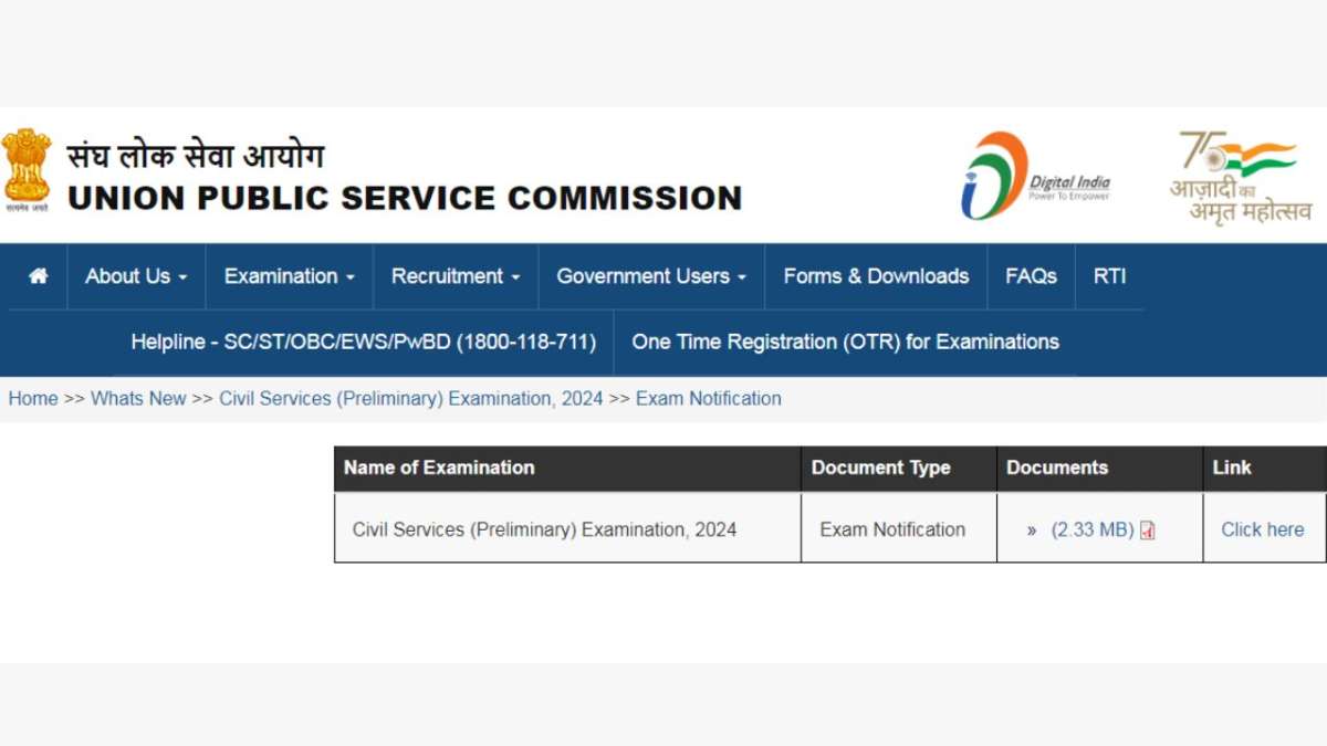 UPSC CSE 2024 Notification OUT: Register yourself for Civil Services Exam at upsc.gov.in, check eligibility