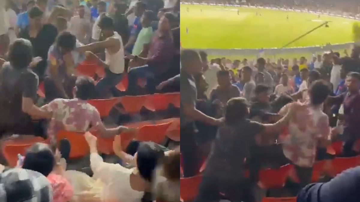 Fight ensues between spectators at Narendra Modi Stadium during Gujarat Titans vs Mumbai Indians clash | WATCH