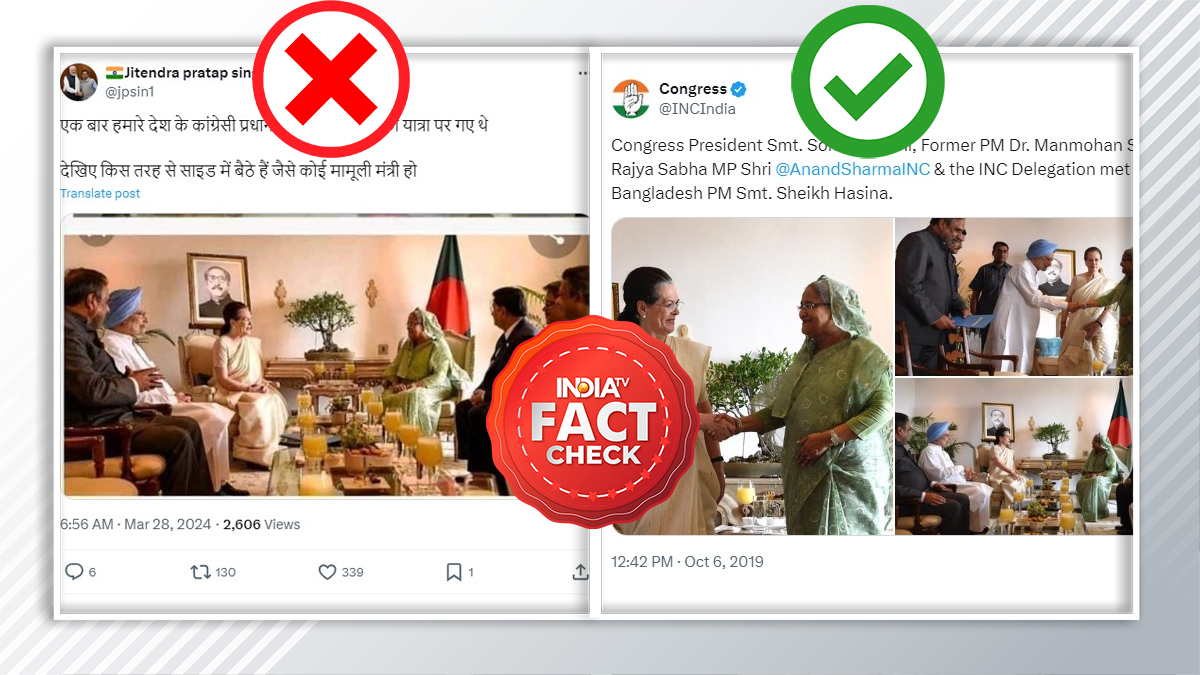 FACT CHECK: False claim surrounds image of Manmohan Singh, Sonia Gandhi, Bangladesh PM | Check truth