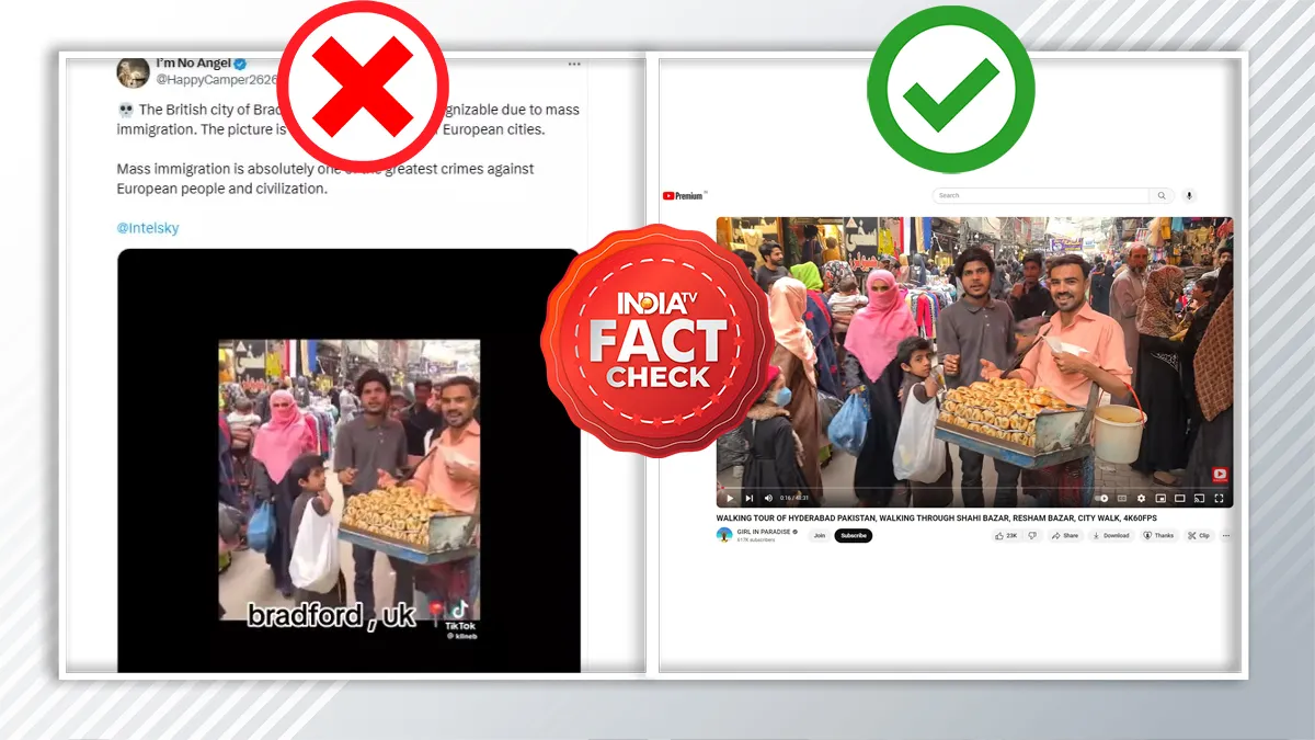 A screenshot of the misleading video misattributed to the UK's Bradford sparks controversy.