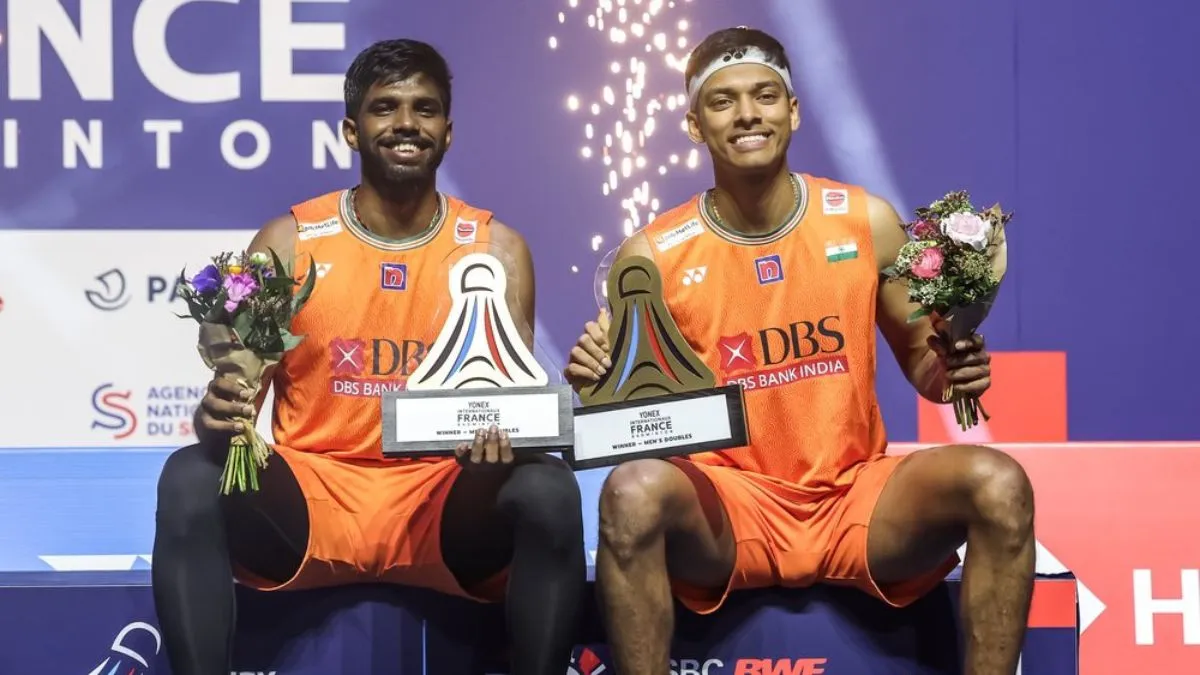 Satwiksairaj Rankireddy and Chirag Shetty at BWF tournament on March 10, 2024
