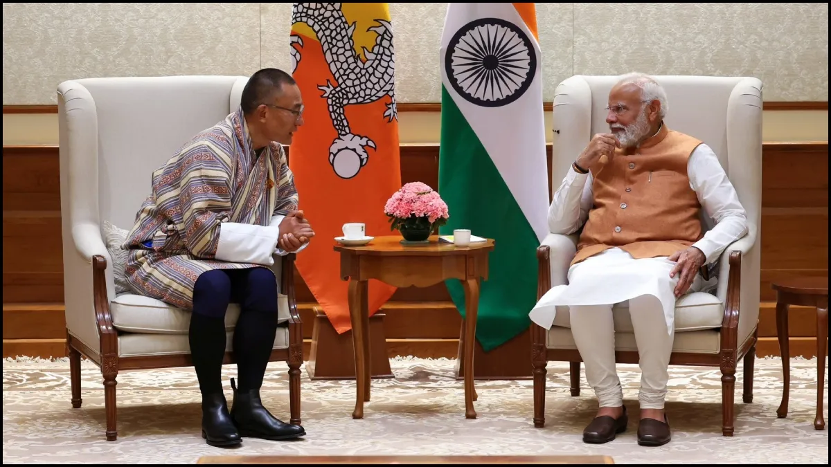 Bhutan Prime Minister Tshering Tobgay with his Indian counterpart Narendra Modi.