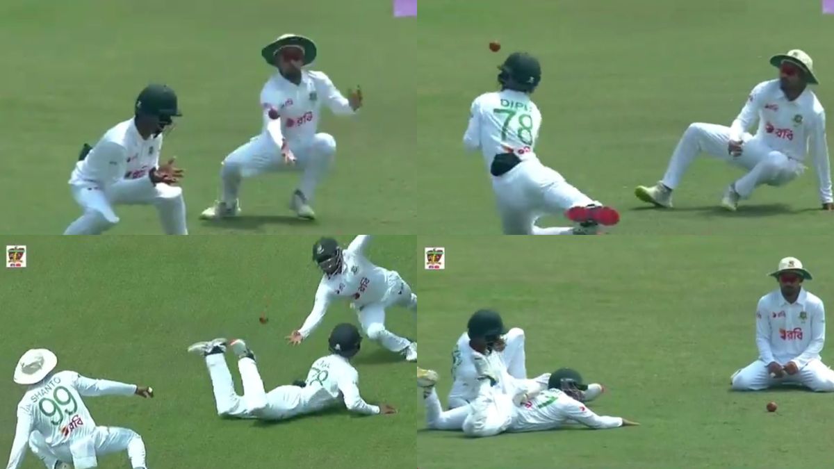 Hilarious! 3 Bangladesh fielders juggle, fumble and still drop the catch as SL batter survives - WATCH