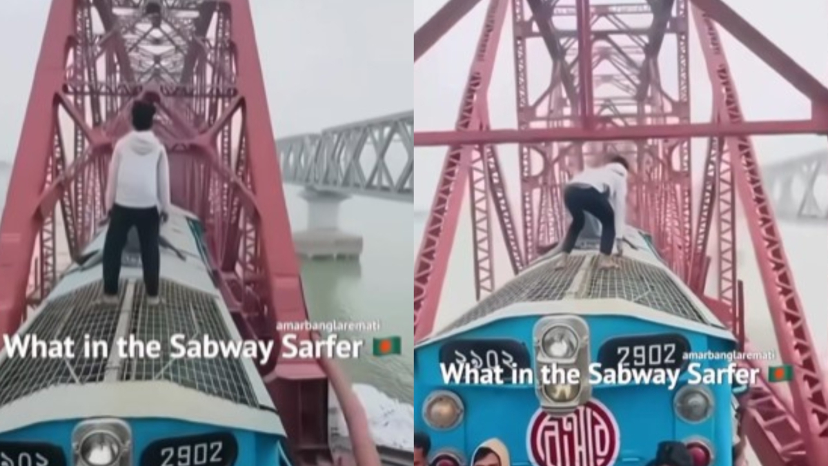 SHOCKING! Man performs real-life 'Subway Surfers' on train's top ...