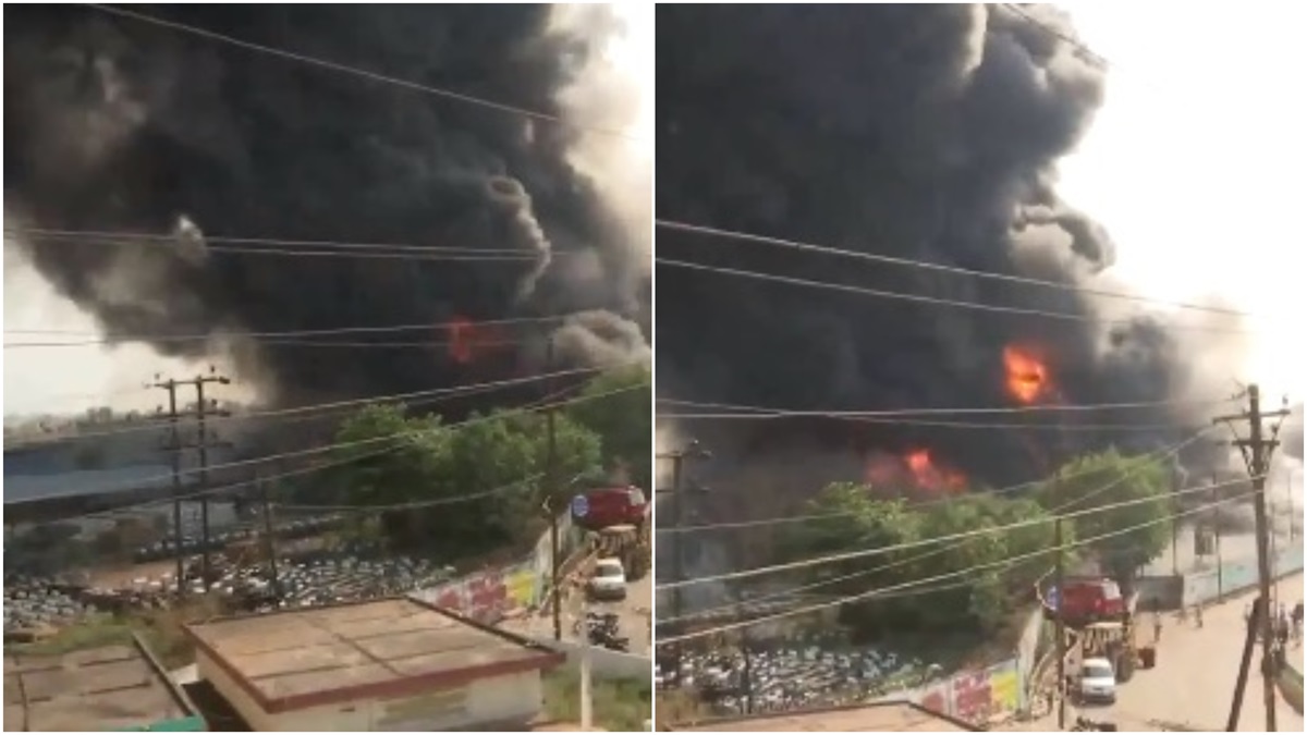 Chhattisgarh Massive fire breaks out in power distribution company as thick black smoke fills