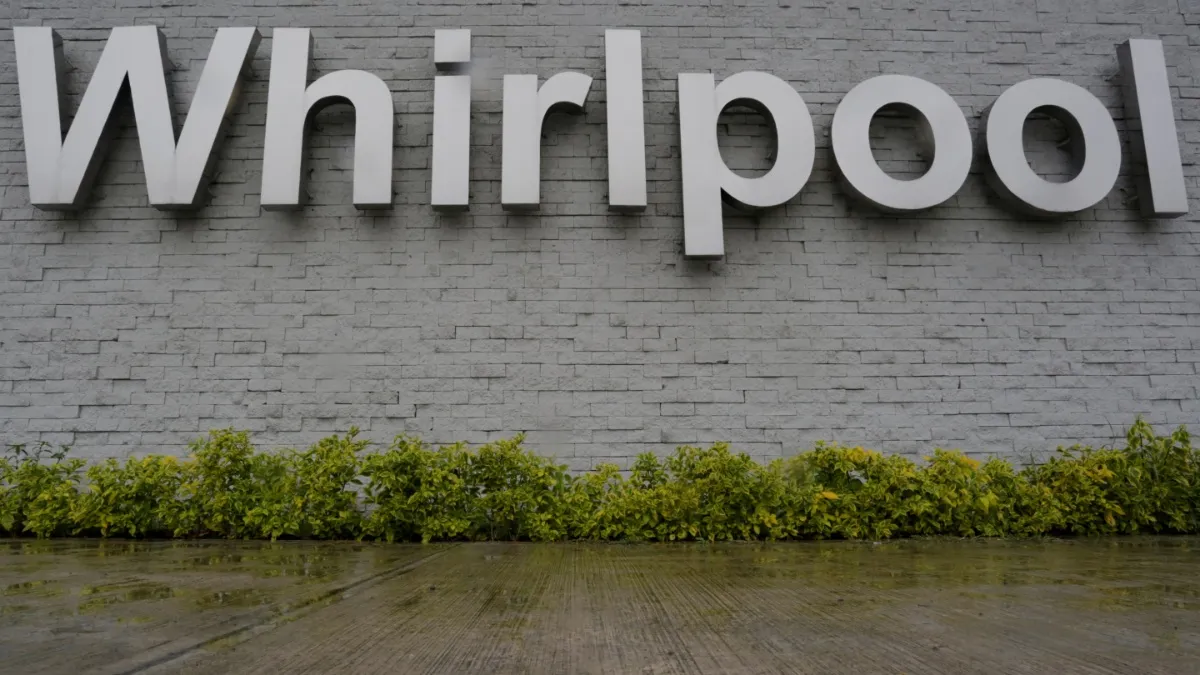 Whirlpool logo is seen at their plant in Apodaca, Monterrey, Mexico.