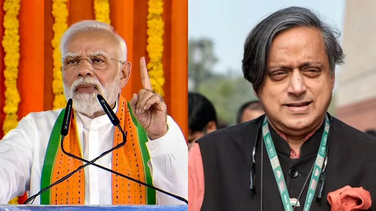Prime Minister Narendra Modi and Congress leader Shashi Tharoor