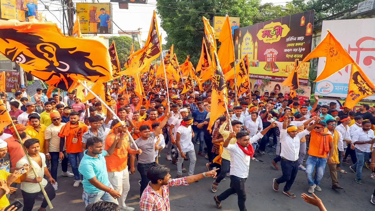Devotees participate in a 'Ram Navami' procession, at Berhampore in Murshidabad district. (Representational image)