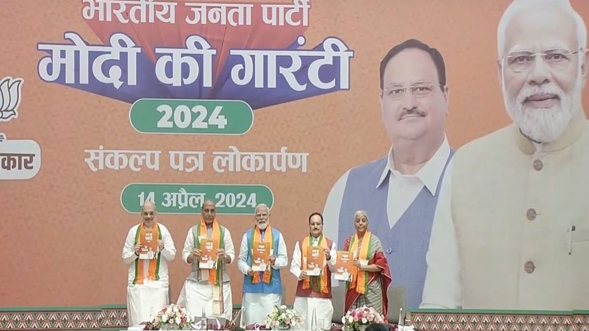 BJP releases manifesto for Lok Sabha Polls in presence of PM Modi, promises 'One Nation, One Election'