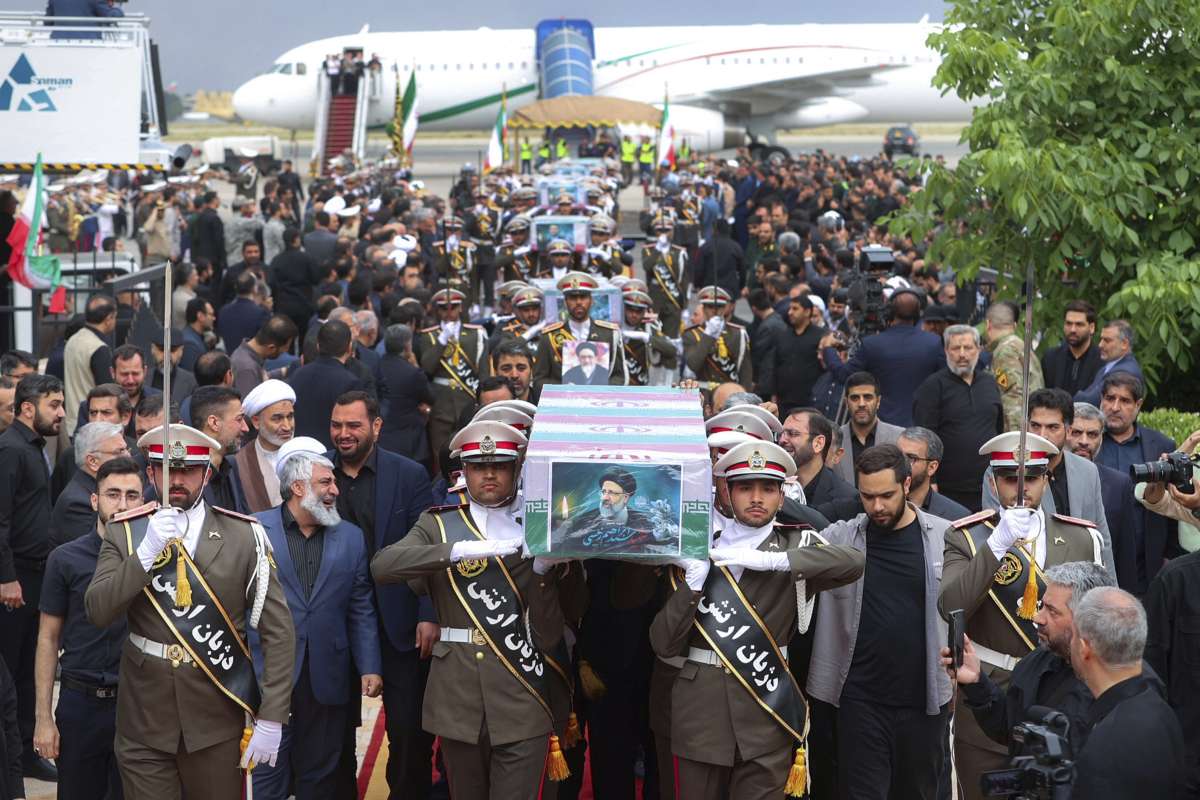 VIDEO: Mourners carry coffin of Iranian President, Ebrahim Raisi at funeral ceremony in Qom