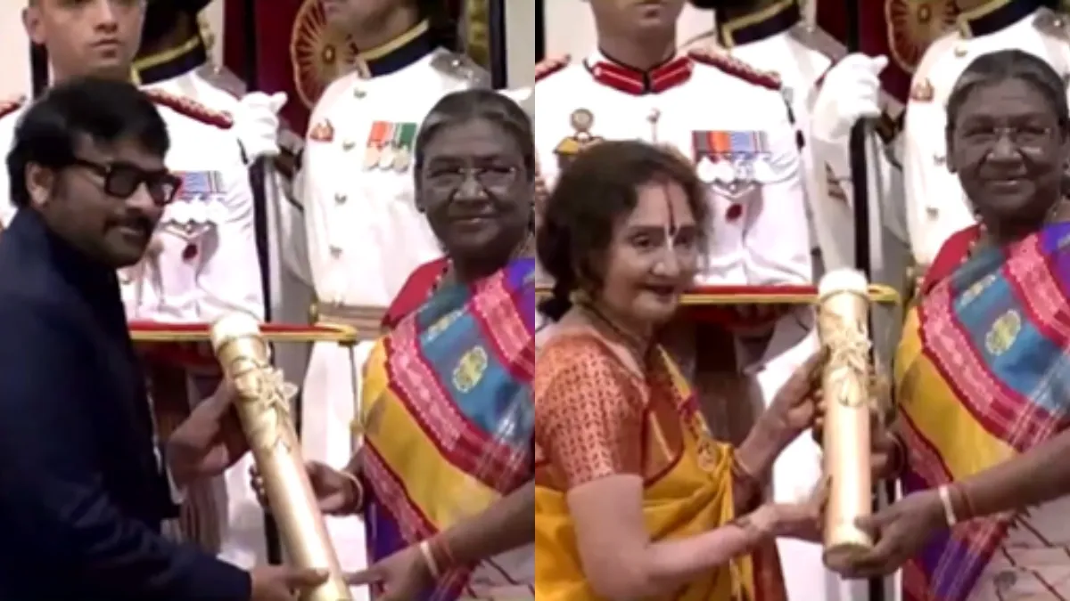 Vyjayanthima, Chiranjeevi receive Padma Vibhushan from President Droupadi Murmu
