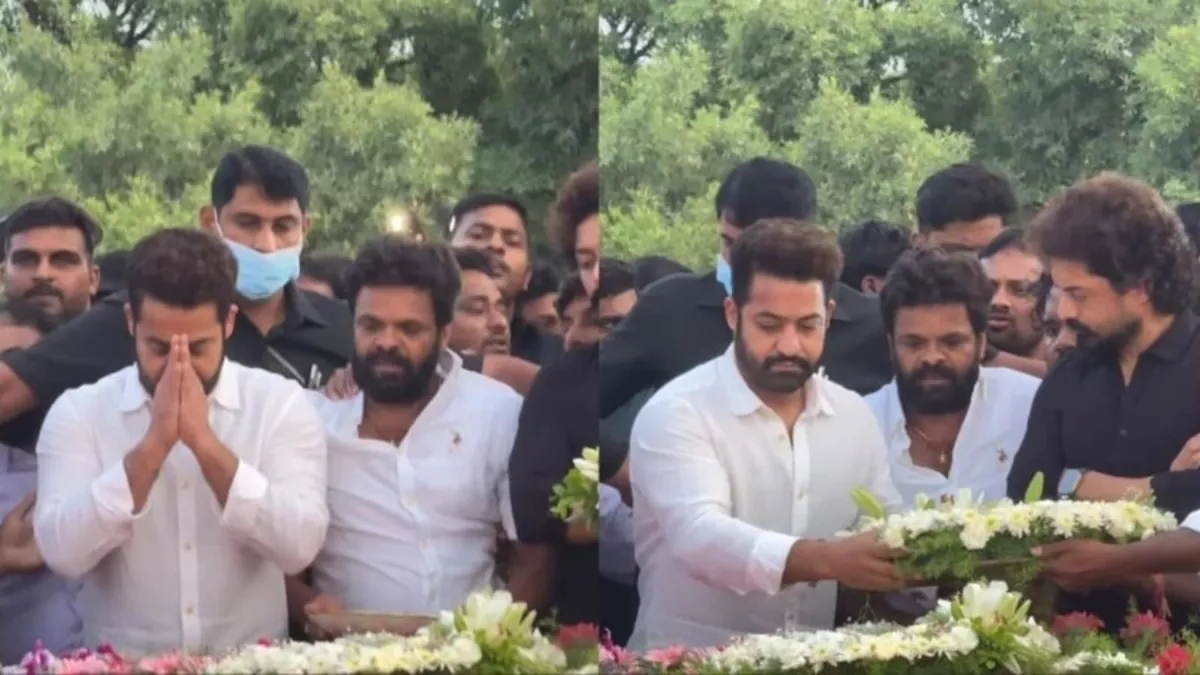 Jr NTR gets emotional on 101st birth anniversary of Nandamuri Tarak Rama Rao, pays tribute with tearful eyes