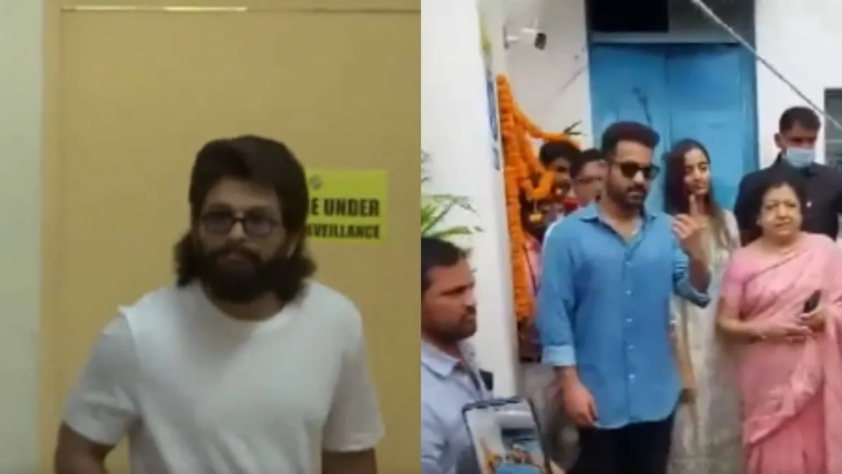  Allu Arjun and Jr. NTR cast their votes in Jubilee Hills