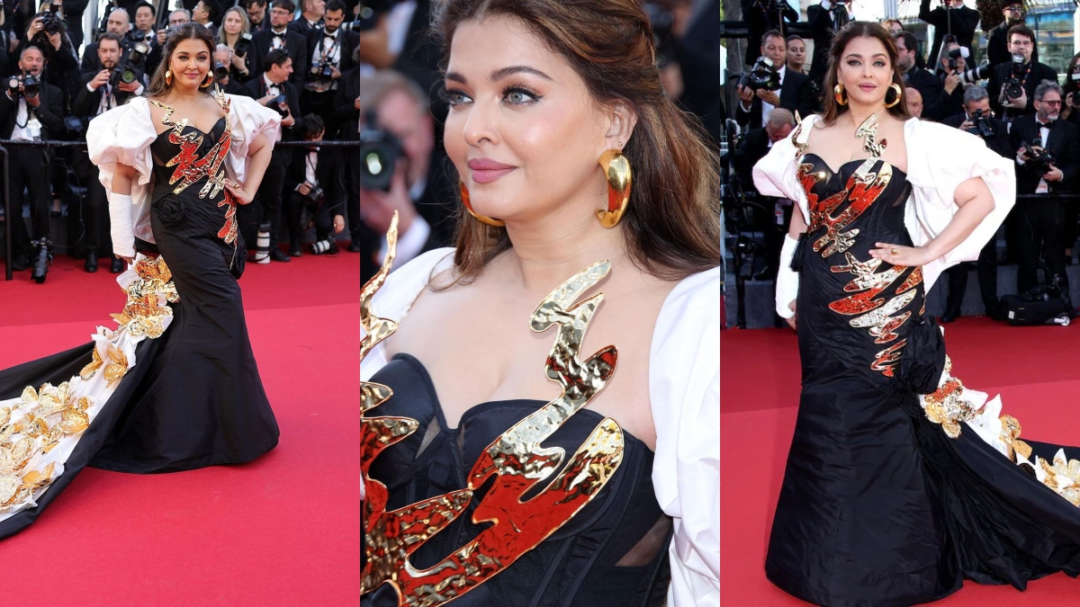 Aishwarya Rai shows her style prowess at Cannes 2024 in designer Falguni Shane’s black-golden gown | See Photo