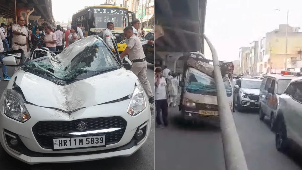 Several injured after 700 m long drain pipe falls on vehicles in Haryana's Karnal