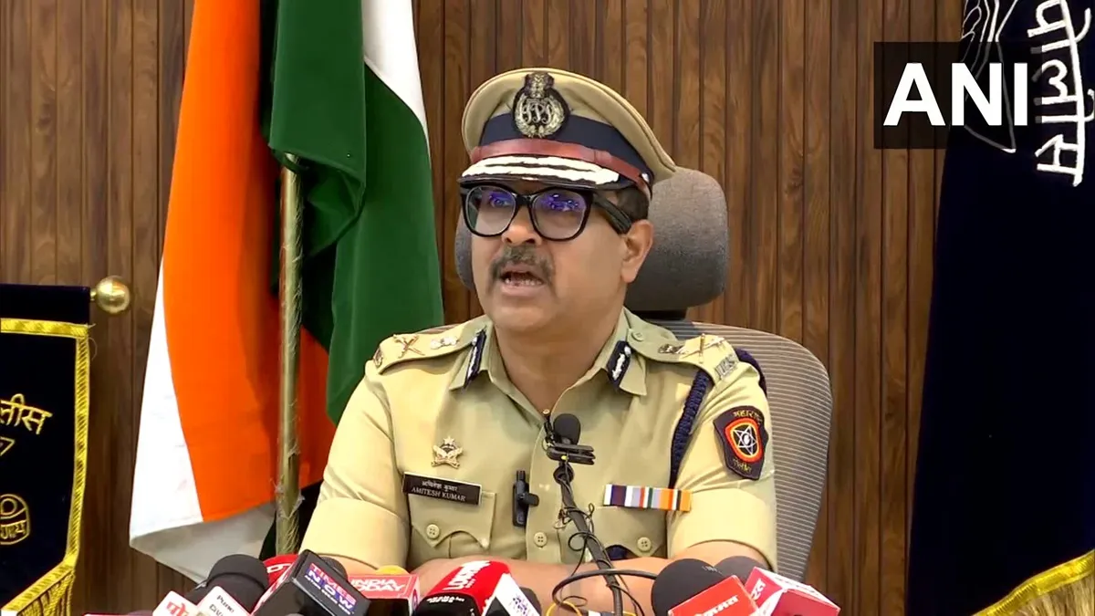 Pune Commissioner of Police Amitesh Kumar addressing a press conference. 
