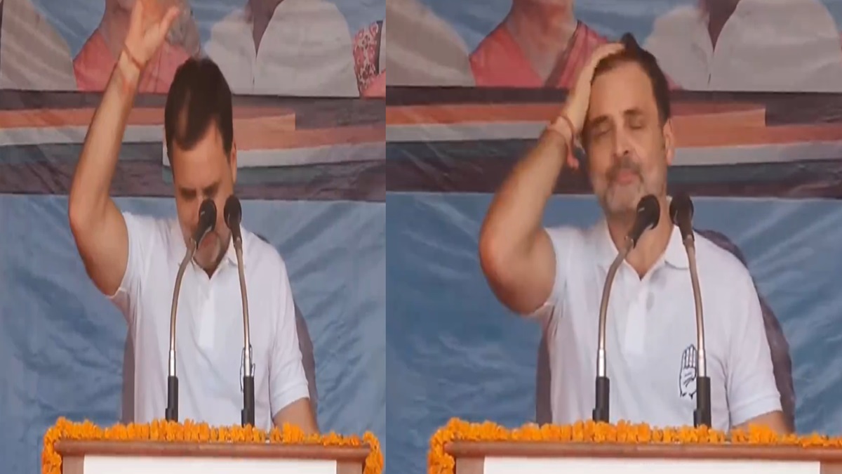 Rahul Gandhi pours water over his head during his speech at Rudrapur rally, says 'garmi hai kaafi' | WATCH