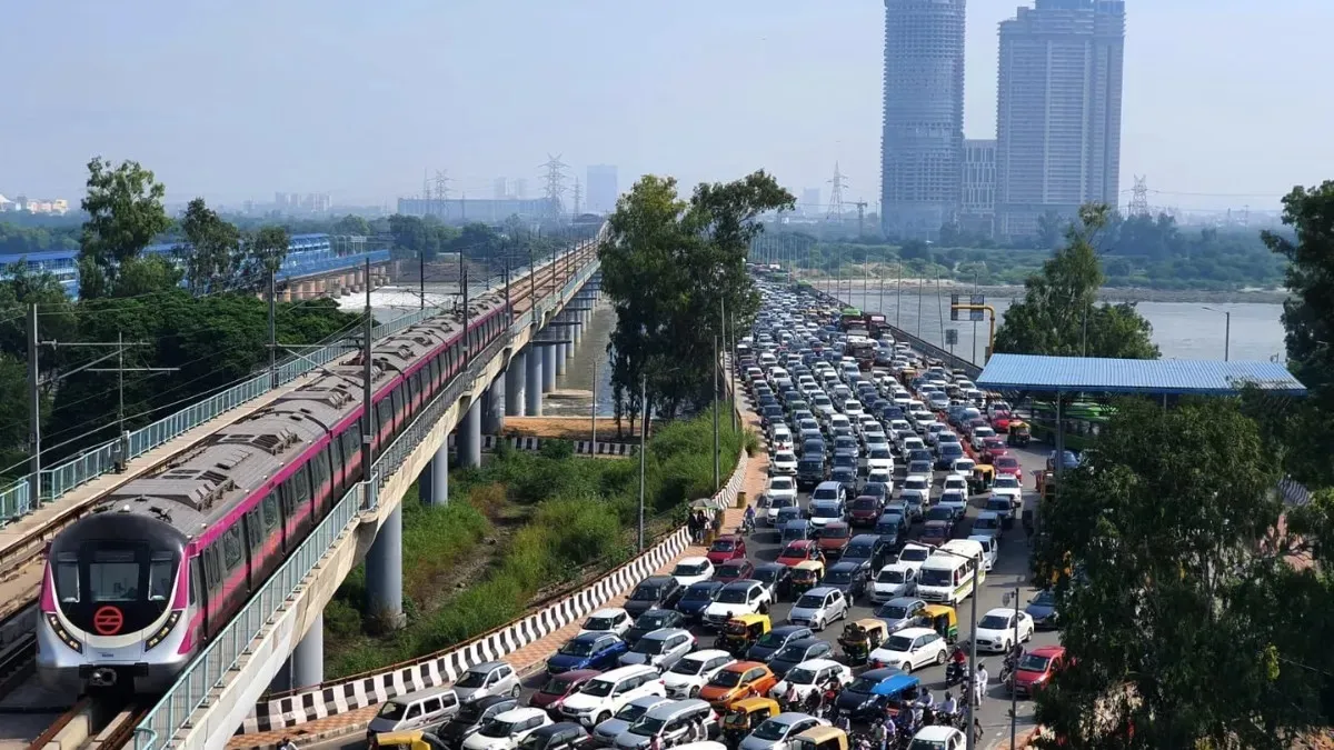 Heavy rains disrupt metro services in Delhi.