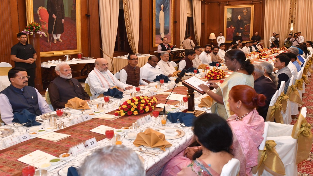 President Droupadi Murmu hosts dinner for new council of ministers at Rashtrapati Bhavan