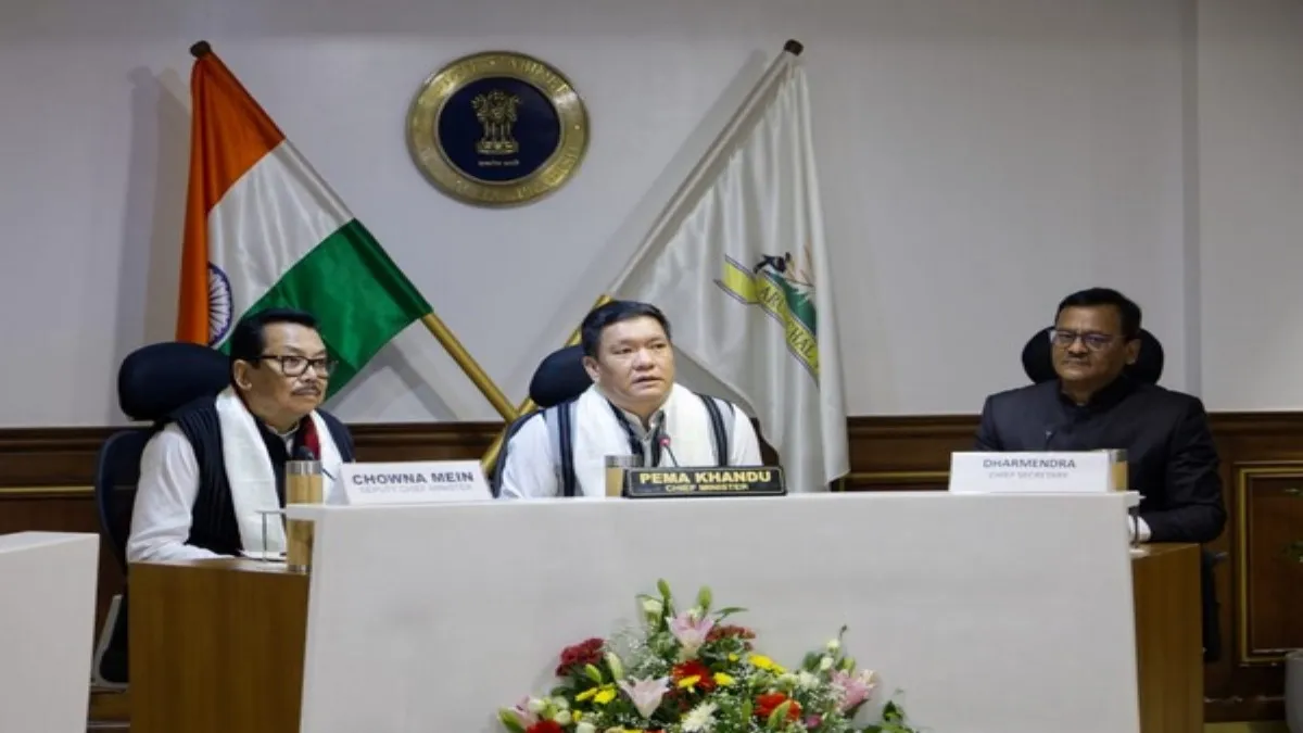 Arunachal Pradesh CM Pema Khandu in a cabinet meeting