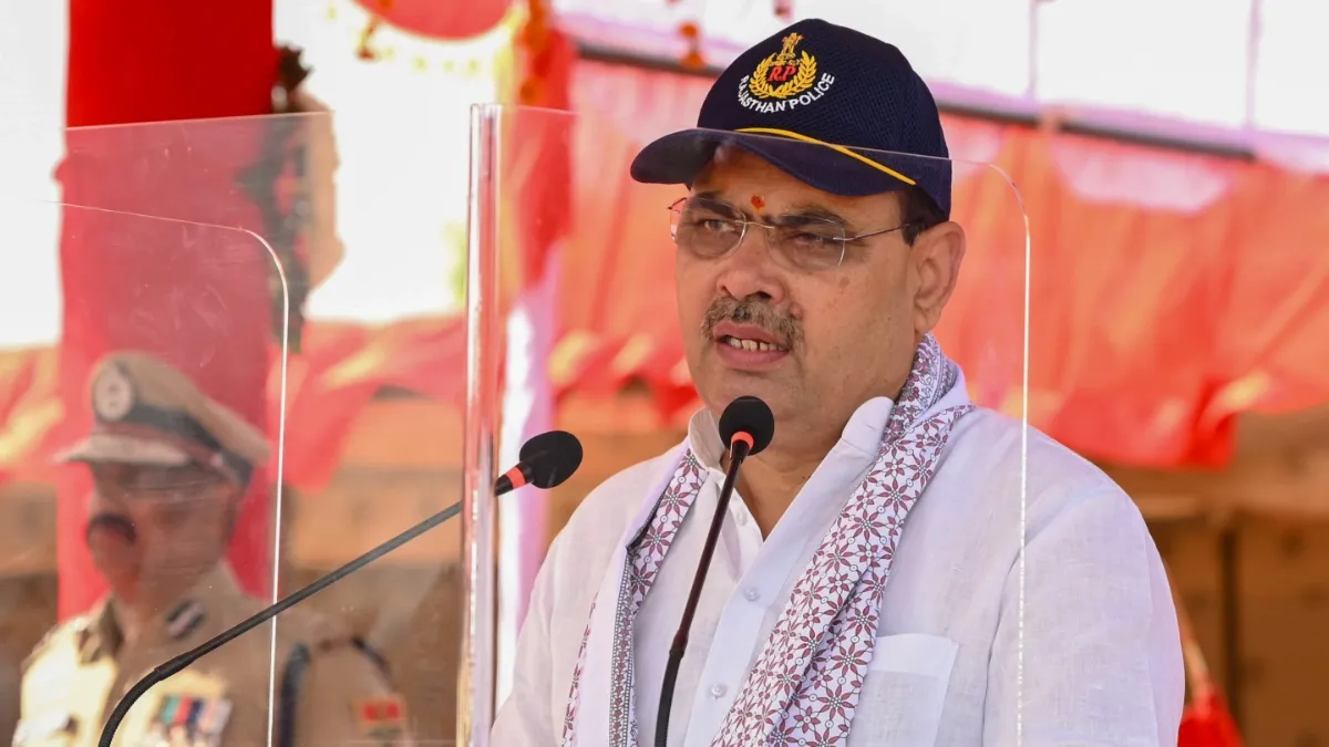 Jaipur: Rajasthan CM Bhajan Lal Sharma speaks during a function.