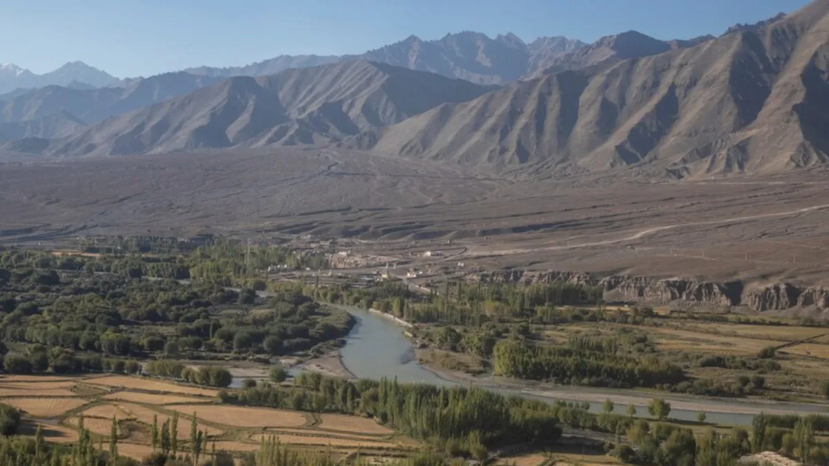The River Indus flows through Leh, in the Ladakh region.
