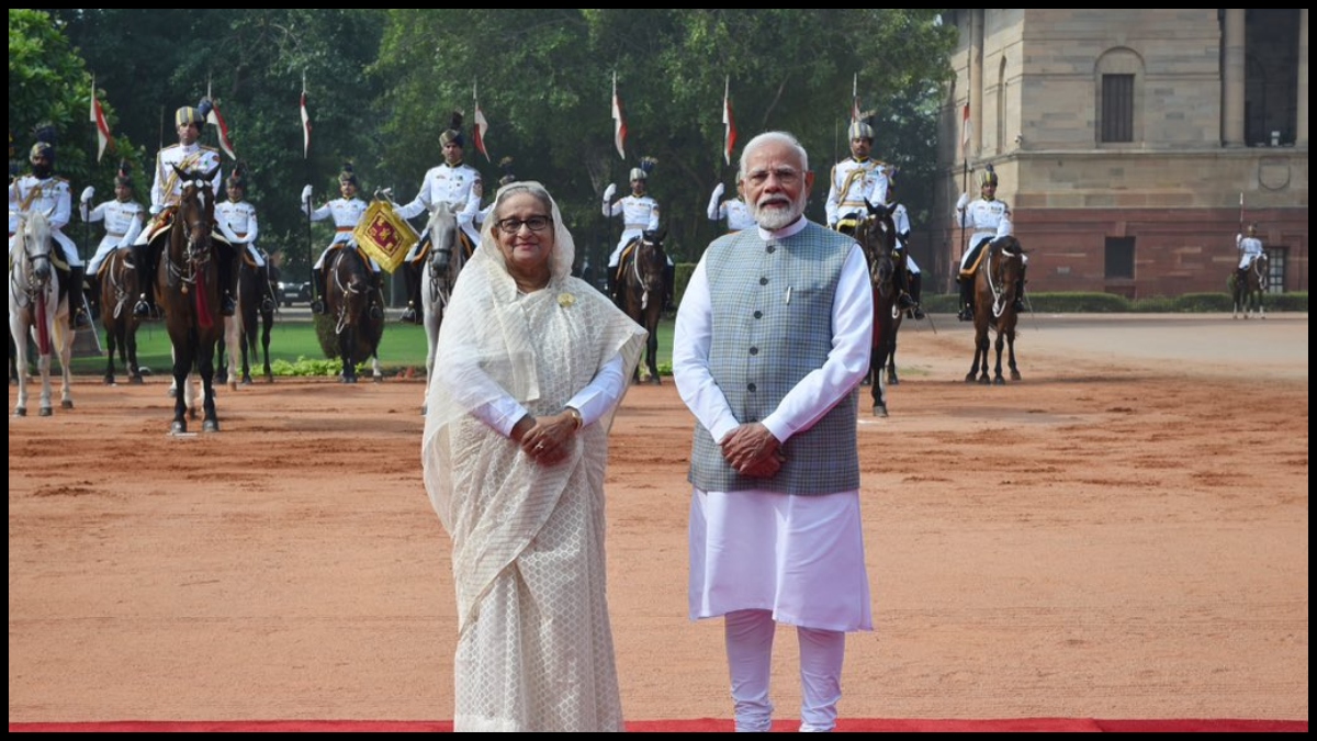 Bangladesh's Sheikh Hasina gets warm welcome from PM Modi at Rashtrapati Bhavan | WATCH