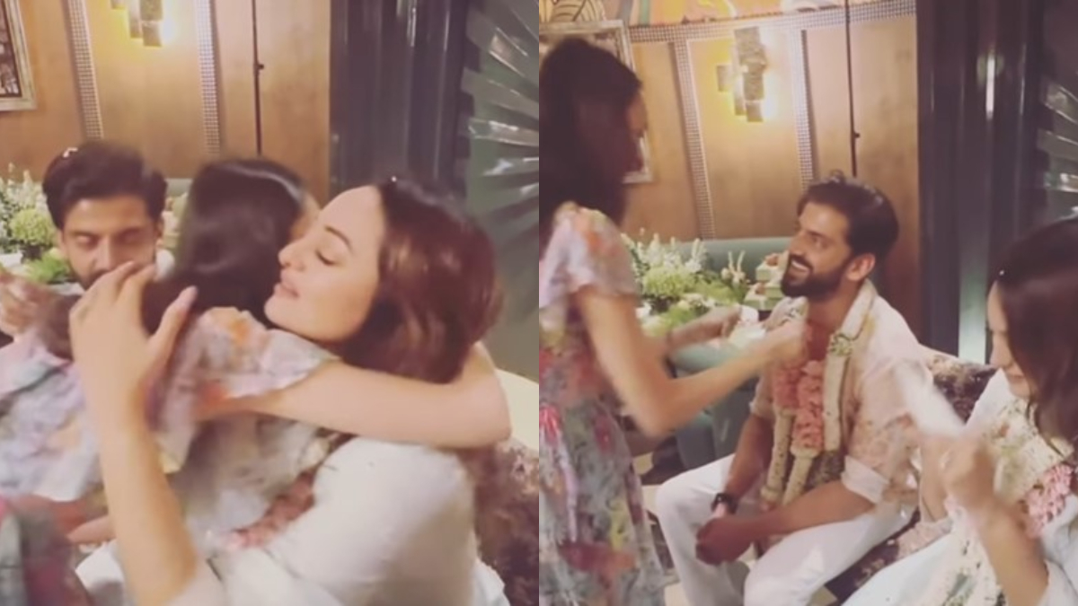 Sonakshi Sinha gets 'emotional' as Zaheer Iqbal's close friend lovingly puts garland on her | WATCH