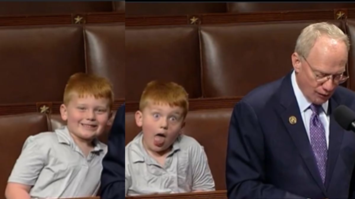 US lawmaker's son steals the show with funny faces while his dad speaks on House floor I VIDEO