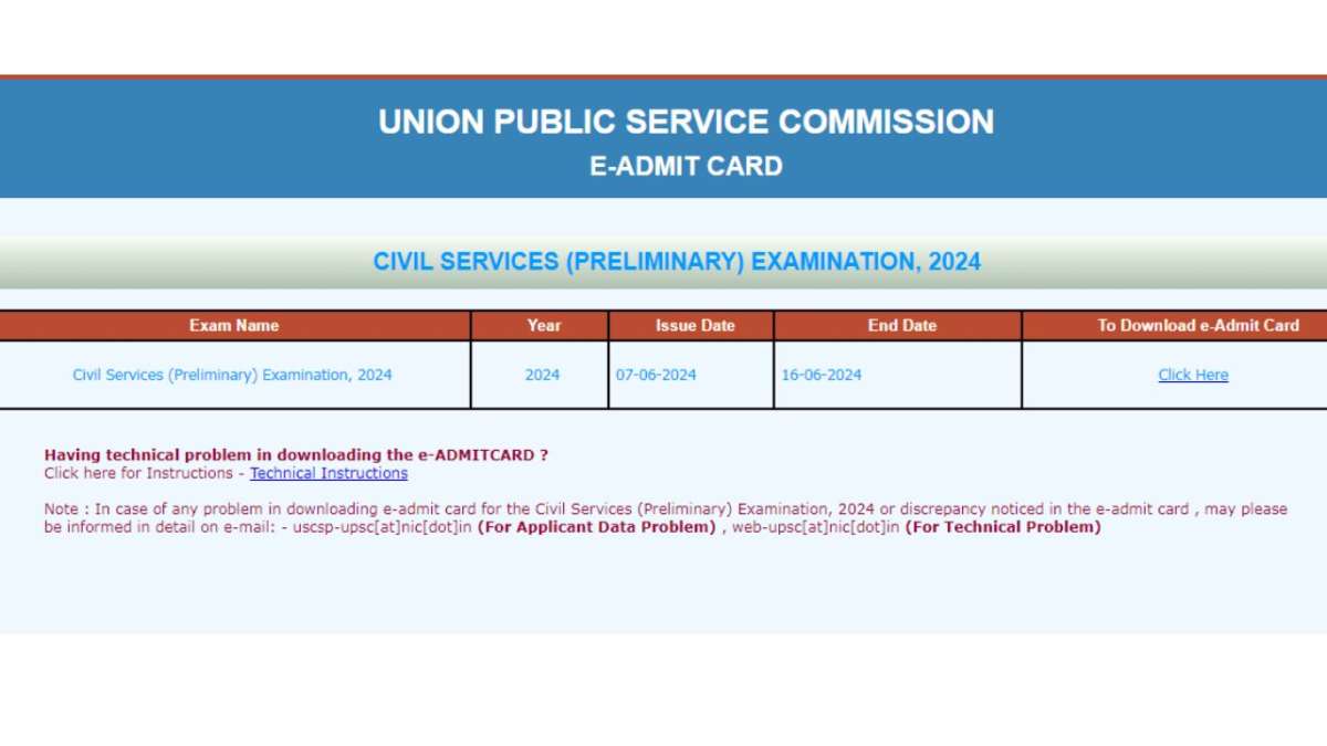 Upsc Civil Services Cse Prelims Admit Card 2024 Out At Upsconline Nic