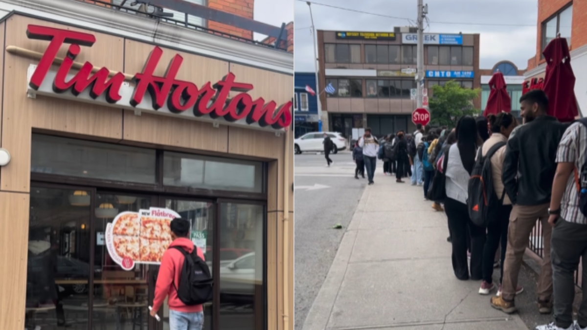 Indian and international students flock to Tim Hortons in Canada, creating massive job queue | WATCH