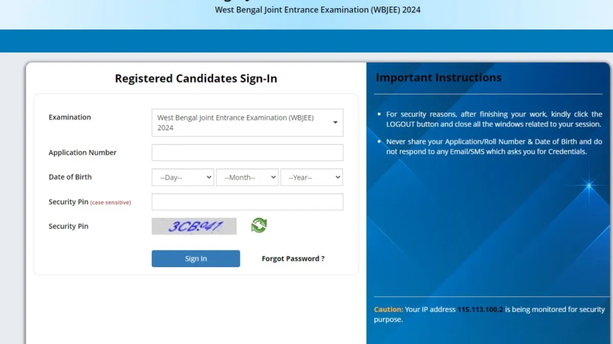 WBJEE 2024 Rankcard link activated