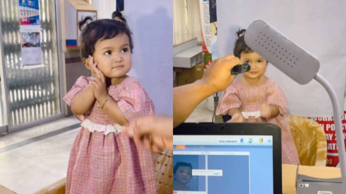 Adorable girl's pose for Aadhaar card photo captures hearts of countless internet users | WATCH