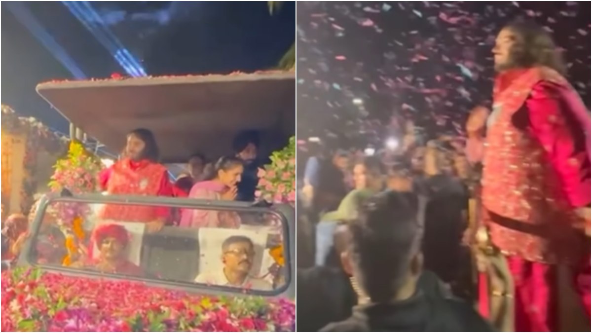 After Mumbai wedding, Anant Ambani-Radhika Merchant receive grand welcome in Jamnagar | WATCH