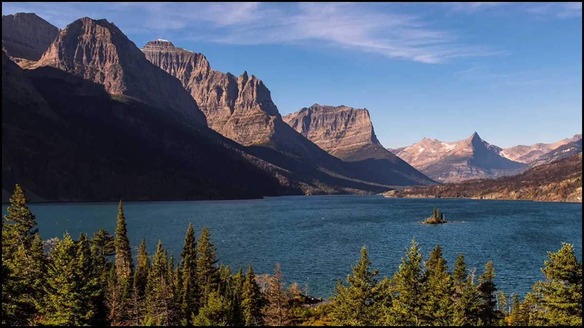 A view of the St. Mary Lake in Glacier National Park.