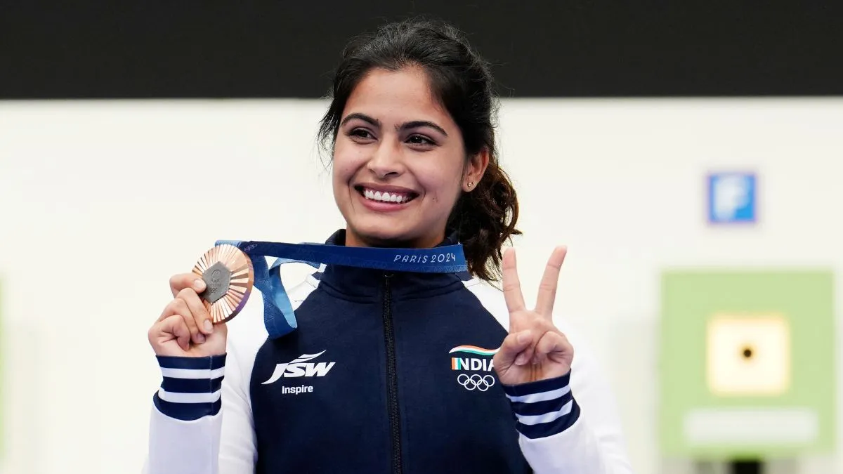 Indian shooter Manu Bhaker at Paris Olympics 2024 on July 28, 2024